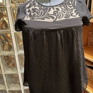 Maeve Black and Gray Patterned Blouse